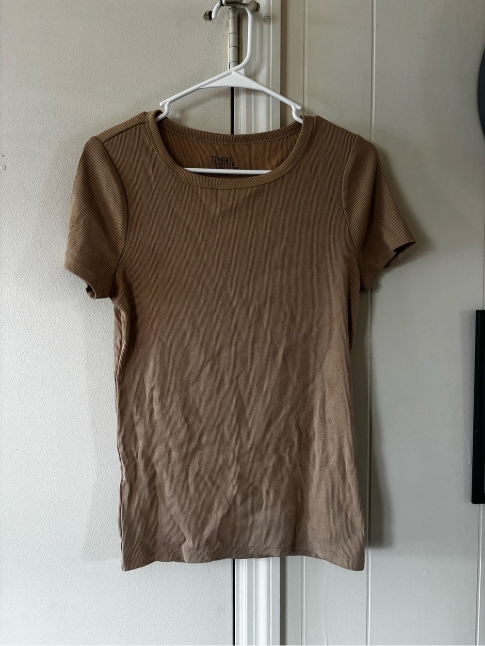 Time and Tru Short Sleeve Crewneck Top - Taupe
